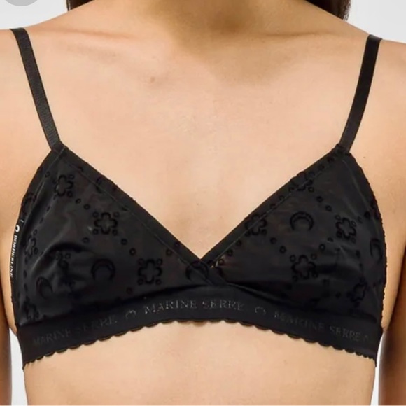 NWT Marine Serre Bralette SS23 Black Logos Size XS - Picture 2 of 12